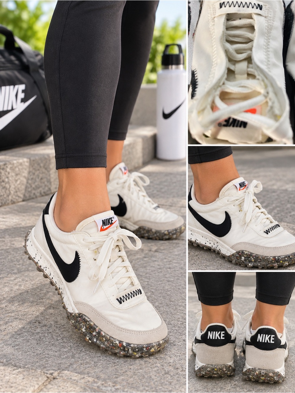 Nike Waffle Racer Crater CT1983-104 White and Black Sneakers